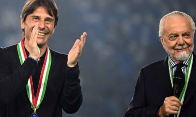 Conte e De Laurentiis alla festa scudetto