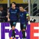 Lautaro Martinez dell’Inter festeggia il gol con il compagno di squadra Alessandro Bastoni